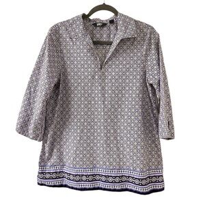 Lands End Women's Purple Patterned Top size Small